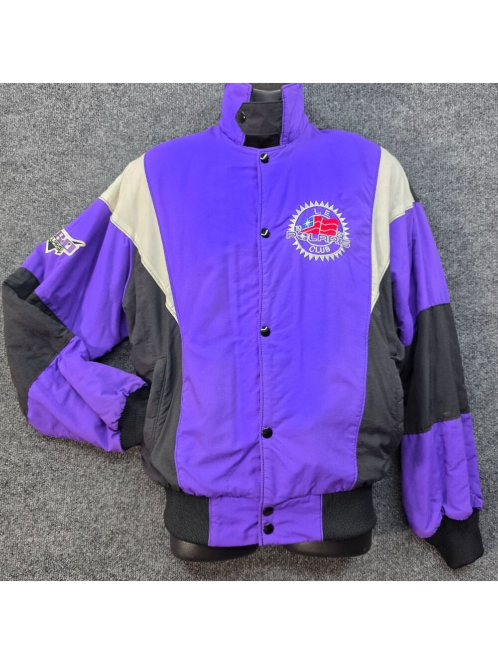 Vintage 90s Polaris LE Club Pro Snowmobile Jacket M Purple Black Colorblock USA
